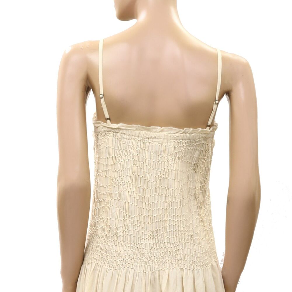 Free People Daphne Midi Dress Smocked Floral Embroidered Eyelet Ruffle S 289448 - Picture 8 of 9
